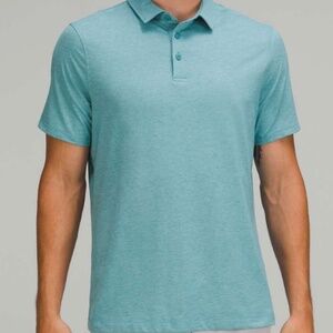 Lululemon Athletica Heathered Crest Blue Evolution Polo Shirt M Like New
